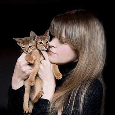Owner of a cattery with abyssinian kittens